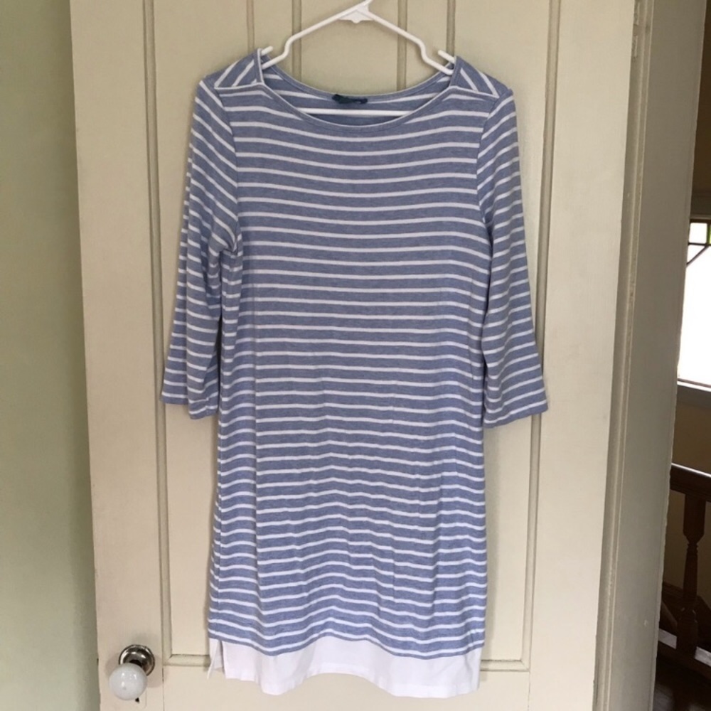 Fleur Bleue Light Blue Striped Shift Dress